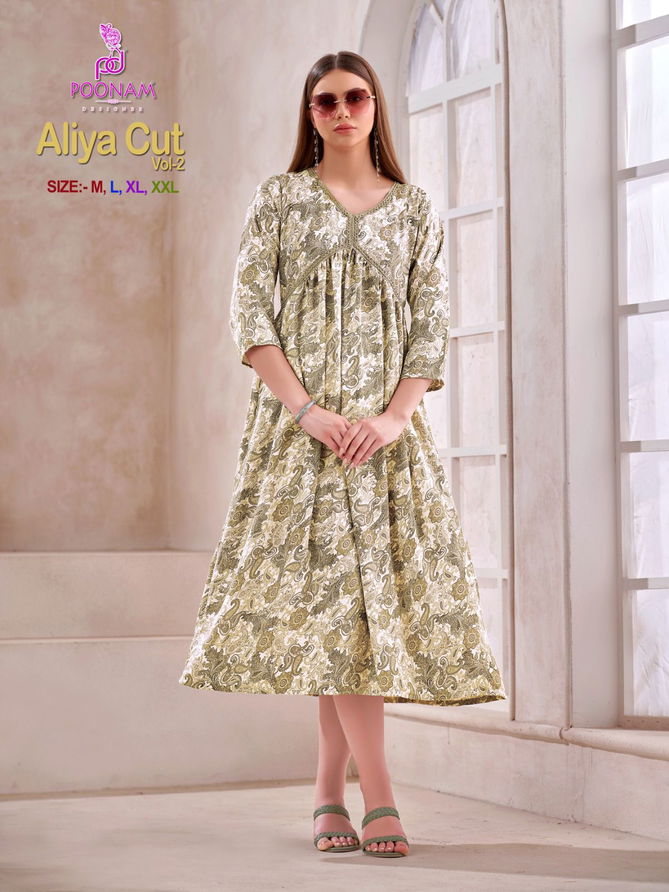 Aliya Cut Vol 2 By Poonam Designer Kurtis Catalog